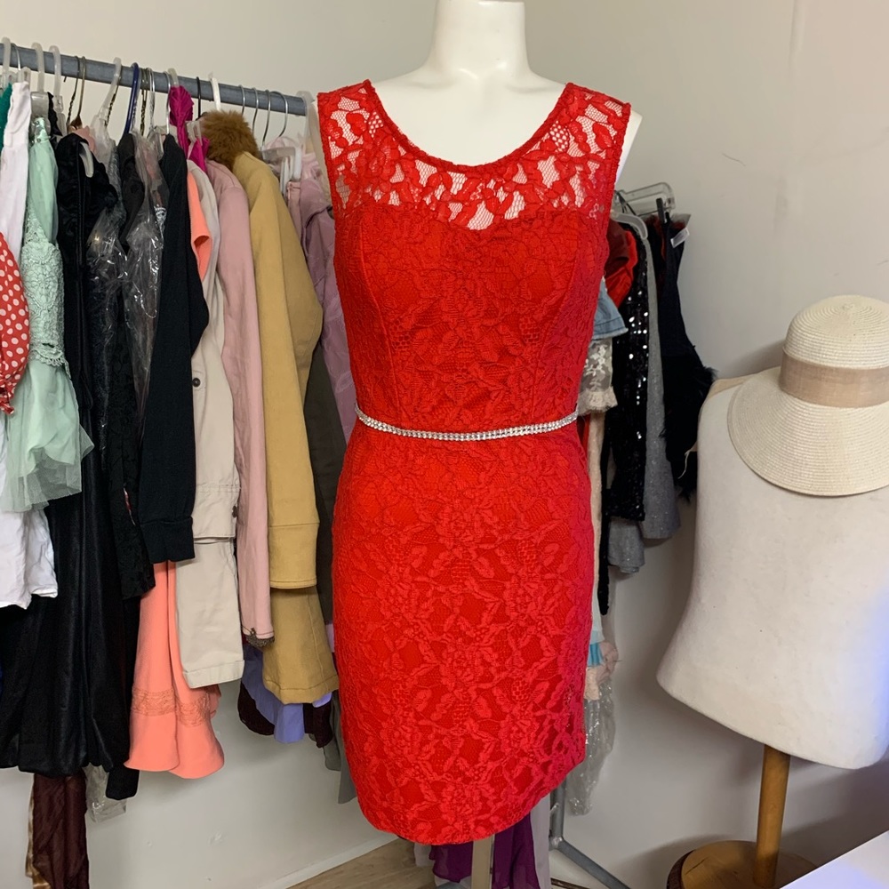 NEW! City Studio Red Dress with Lace Size 5